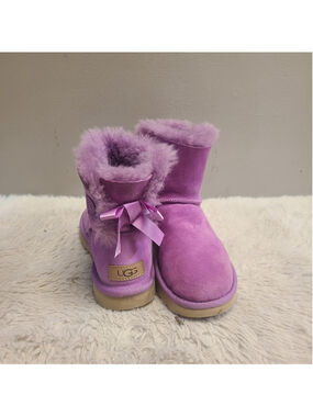 UGG MINI BAILEY BOW II WOMEN ANKLE BOOTS SUEDE MGNL US U /UK 4 /EU 37 Purple